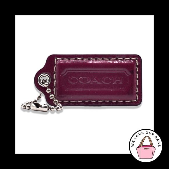 2" Medium COACH Dark Pink Patent Leather Nickel Fob Bag Charm Keychain Hang Tag - Picture 1 of 1
